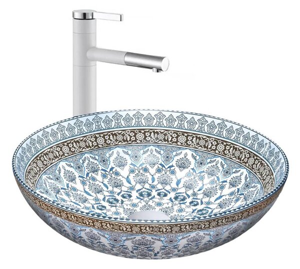 REA-U0267 - Umyvadlo na desku ARTE pr. 40 cm keramika/ornamentální vzor