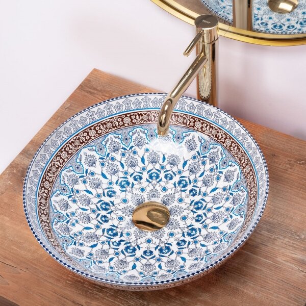 REA-U0267 - Umyvadlo na desku ARTE pr. 40 cm keramika/ornamentální vzor