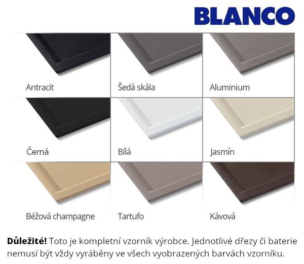 Blanco Zia 9, silgranitový dřez 860x500x190 mm, 2-komorový, bílá, BLA-516678