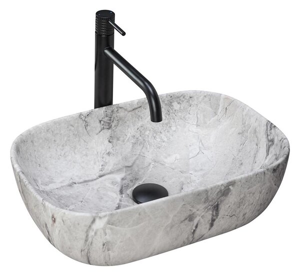 REA-U3800 - Umyvadlo na desku LIVIA 33,5x46,5 cm keramika/šedá/imitace kamene