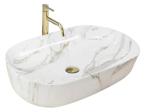 REA-U9656 - Umyvadlo na desku CLEO 41x60,5 cm keramika/dekor mramoru