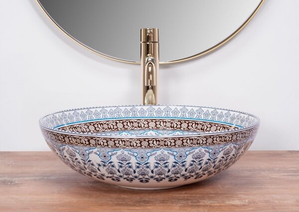 REA-U0267 - Umyvadlo na desku ARTE pr. 40 cm keramika/ornamentální vzor