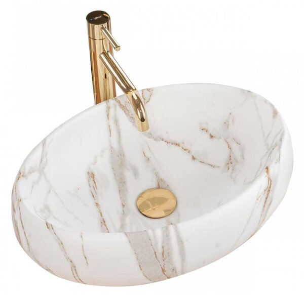 REA-U8568 - Umyvadlo na desku LINDA 34x48,5 cm keramika/dekor mramoru