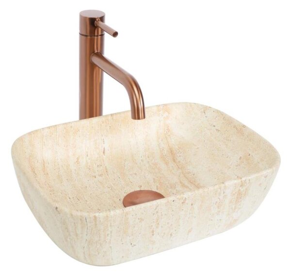 REA-U4700-Umyvadlo na desku BELINDA MINI 25x36 cm keramika/béžová/imitace kamene