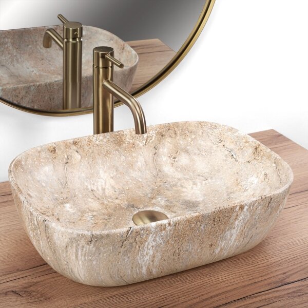 REA-U3323 - Umyvadlo na desku BELINDA 33,5x46,5 cm keramika/imitace kamene