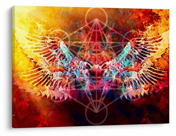 Obraz - Merkaba s křídly, abstrakce (70x50 cm)