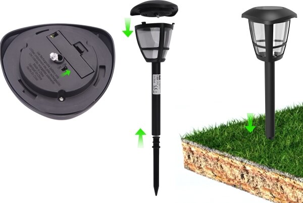 Aigostar - SADA 12x LED Solární lampa LED/0,06W/2V 33,8 cm 6500K IP44 černá