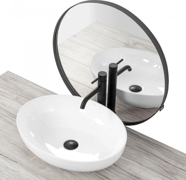 REA-U8198 - Umyvadlo na desku CAROLA SLIM 39x51,5 cm keramika/lesklá bílá