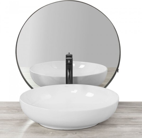 REA-U8198 - Umyvadlo na desku CAROLA SLIM 39x51,5 cm keramika/lesklá bílá