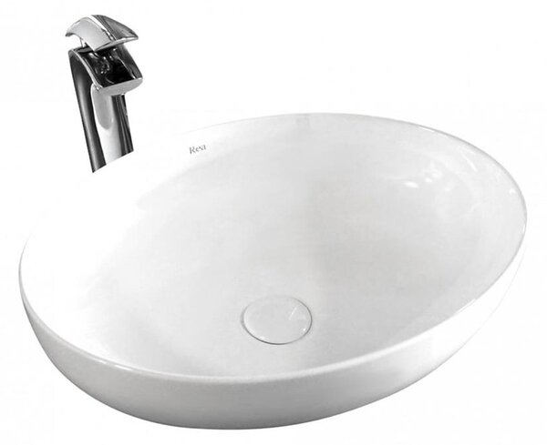 REA-U8198 - Umyvadlo na desku CAROLA SLIM 39x51,5 cm keramika/lesklá bílá