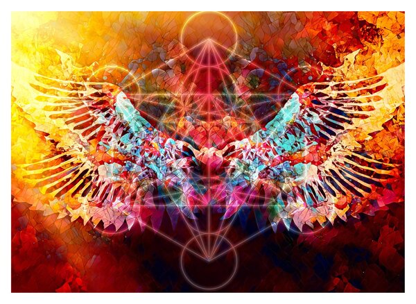Obraz - Merkaba s křídly, abstrakce (70x50 cm)
