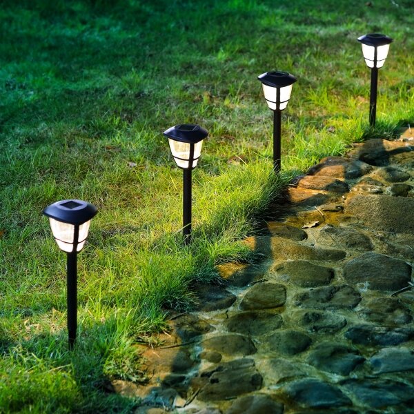 Aigostar - SADA 12x LED Solární lampa LED/0,06W/2V 33,8 cm 6500K IP44 černá