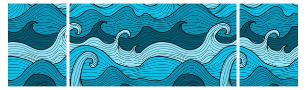 Obraz - Abstrakce, moře (170x50 cm)