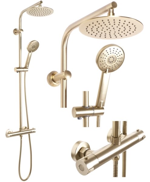 REA-P8413 - Sprchová sada s termostatickou baterií BLISS broušená zlatá