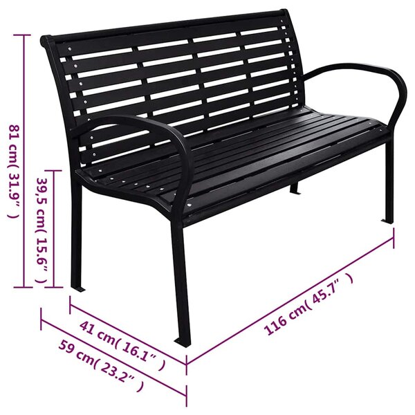 Zahradní lavice černá 116 cm ocel a WPC 319578