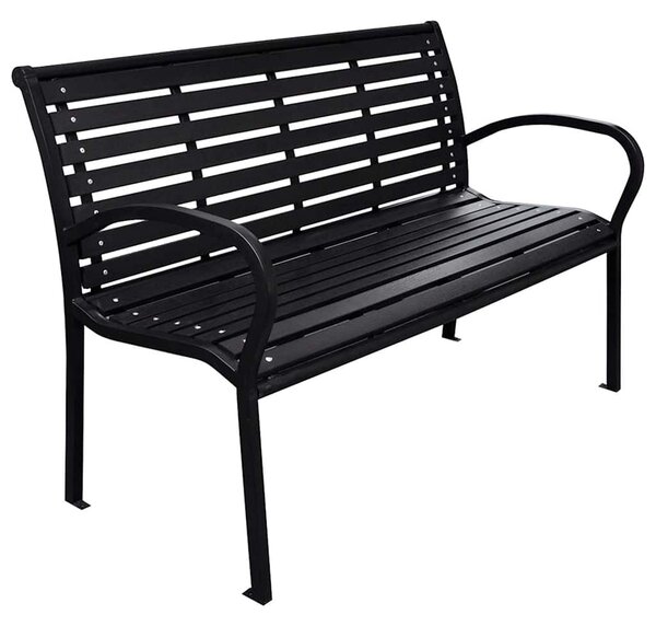 Zahradní lavice černá 116 cm ocel a WPC 319578