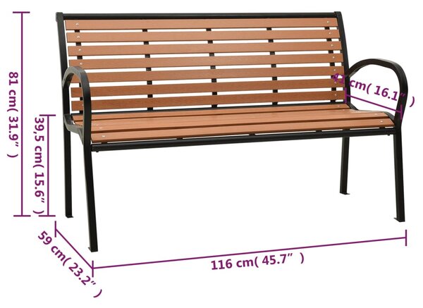 Zahradní lavice černá a hnědá 116 cm ocel a WPC 319579