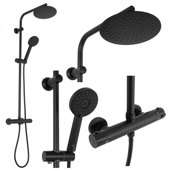 REA-P8804 - Sprchová sada s termostatickou baterií BLISS matná černá
