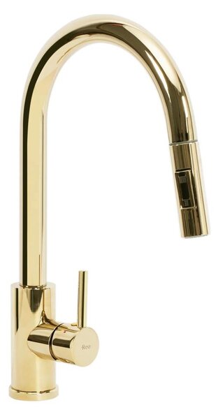 REA-B0669 - Dřezová baterie s vytahovací sprškou FRESH 39,5 cm zlatá