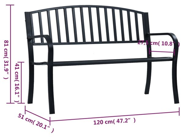 Zahradní lavice černá 120 cm ocel 319580