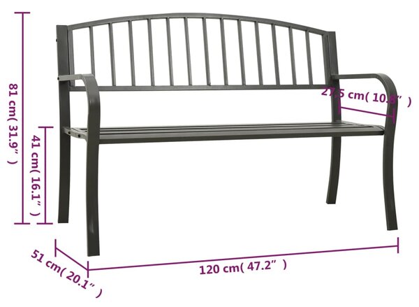 Zahradní lavice šedá 120 cm ocel 319581