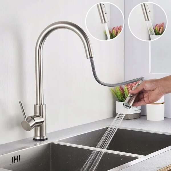 REA-B9146 - Dřezová baterie s vytahovací sprškou FRESH 39,5 cm nikl