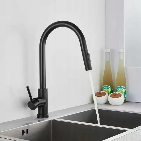 REA-B9147 - Dřezová baterie s vytahovací sprškou FRESH 39,5 cm matná černá