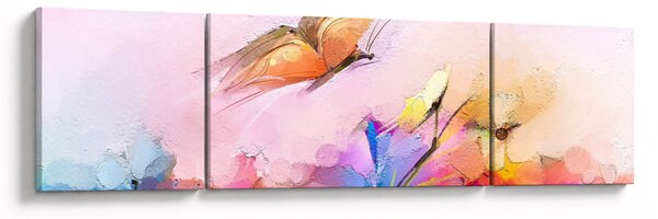Obraz - Motýl nad květinou, abstrakce (170x50 cm)