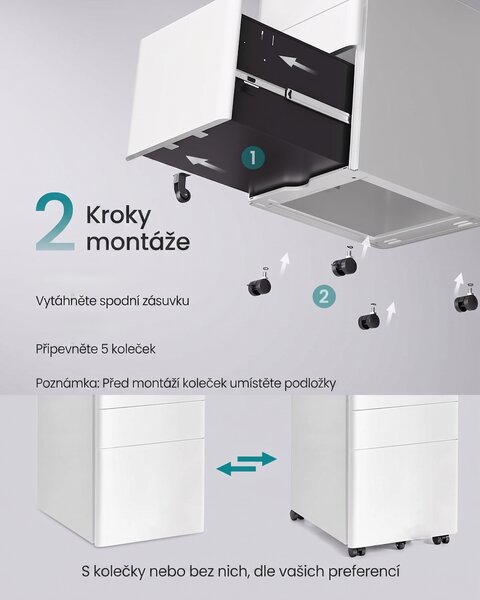 SONGMICS Kancelářský kontejner Argo 39 cm bílý