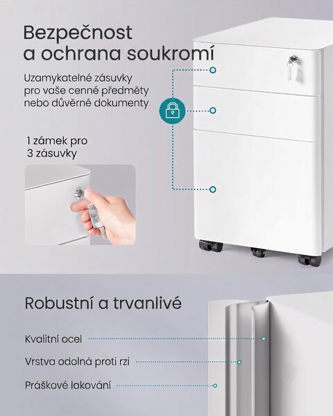 SONGMICS Kancelářský kontejner Argo 39 cm bílý