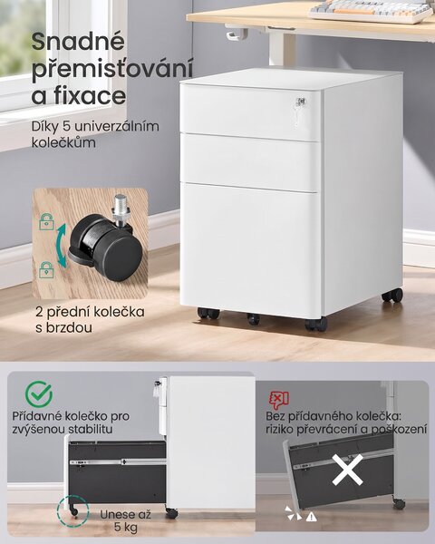 SONGMICS Kancelářský kontejner Argo 39 cm bílý