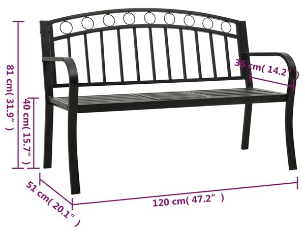 Zahradní lavice se stolkem černá 120 cm ocel 319584