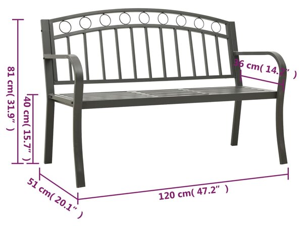 Zahradní lavice se stolkem šedá 120 cm ocel 319585
