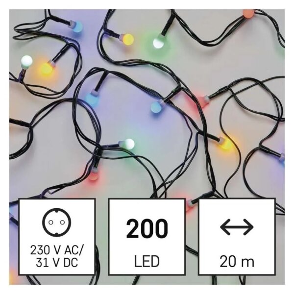 LED řetěz 200xLED/8 funkcí 25m IP44 multicolor