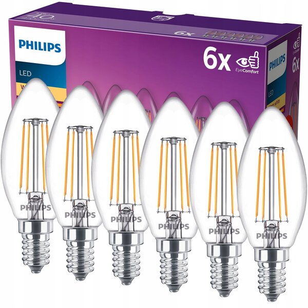 Philips LEDclassic svíčka E14 40W 4W teplá bílá 2700K 6 kusů
