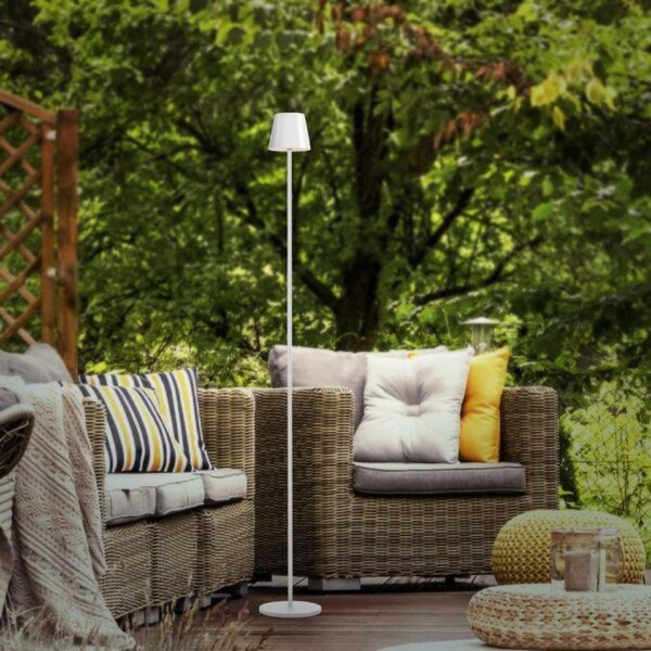 JUST LIGHT LED bateriové svítidlo bílé, stojací a stolní lampa, dotykový stmívač, IP54 pro venkovní použití 3000K