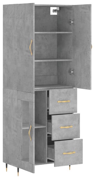 Skříň highboard betonově šedá 69,5x34x180 cm kompozitní dřevo 3195943