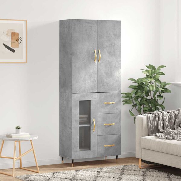 Skříň highboard betonově šedá 69,5x34x180 cm kompozitní dřevo 3195943