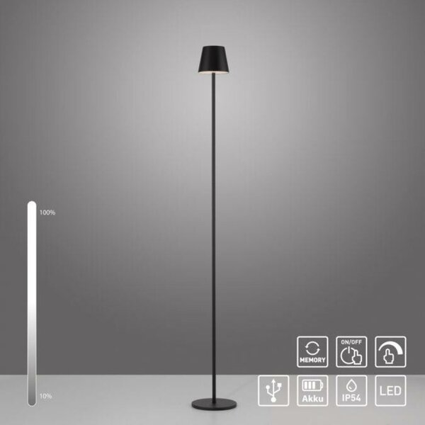 JUST LIGHT LED bateriové svítidlo černé, stojací a stolní lampa, dotykový stmívač, IP54 pro venkovní použití 3000K