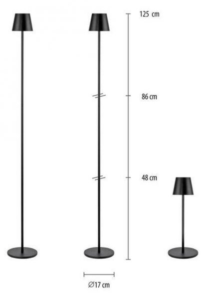 JUST LIGHT LED bateriové svítidlo černé, stojací a stolní lampa, dotykový stmívač, IP54 pro venkovní použití 3000K
