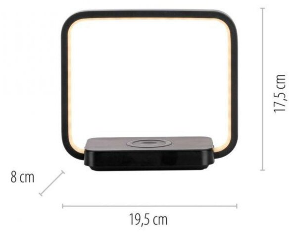 JUST LIGHT LED stolní lampa černá, bezdrátové nabíjení telefonu, dotykový vypínač, stmívatelné 3000K