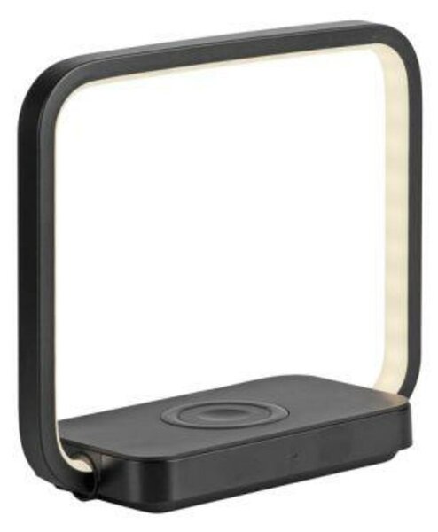 JUST LIGHT LED stolní lampa černá, bezdrátové nabíjení telefonu, dotykový vypínač, stmívatelné 3000K