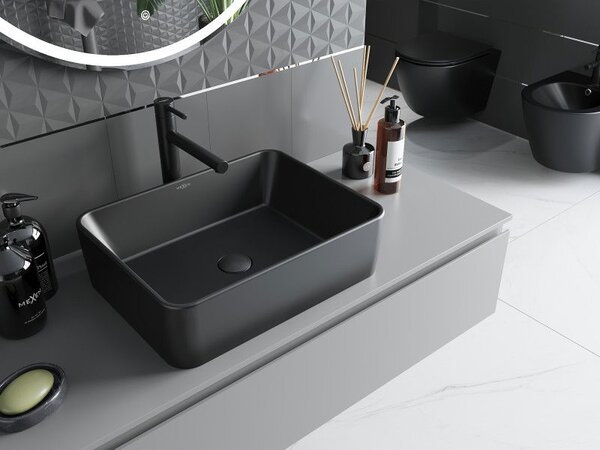 Mexen Catia umyvadlo na desku 48 x 37 cm, černá mat - 21314885