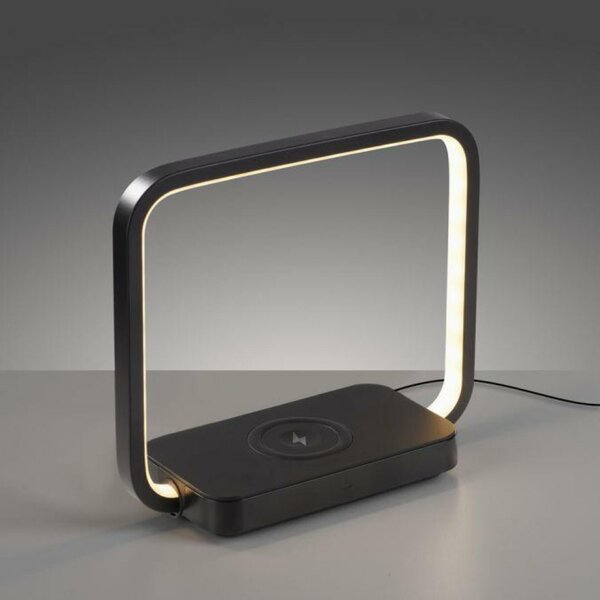 JUST LIGHT LED stolní lampa černá, bezdrátové nabíjení telefonu, dotykový vypínač, stmívatelné 3000K
