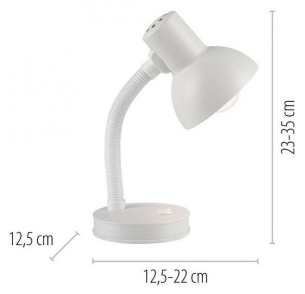 JUST LIGHT stolní lampa bílá s vypínačem na psací stůl, na noční stolek
