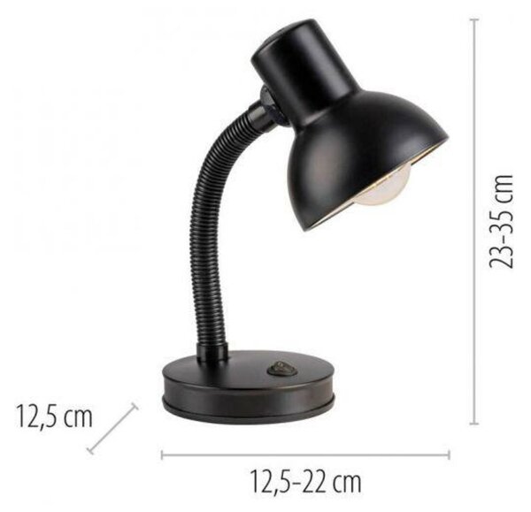 JUST LIGHT stolní lampa černá vypínač na psací stůl, na noční stolek