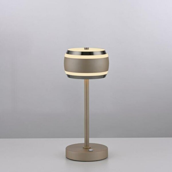 PAUL NEUHAUS LED nabíjecí stolní lampa PURE Falling Rings, bronzová, dotykový stmívač, 2200-5000K