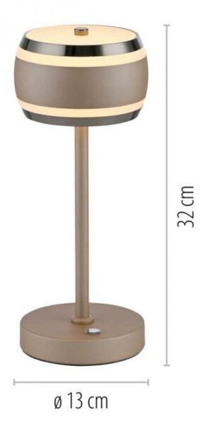 PAUL NEUHAUS LED nabíjecí stolní lampa PURE Falling Rings, bronzová, dotykový stmívač, 2200-5000K