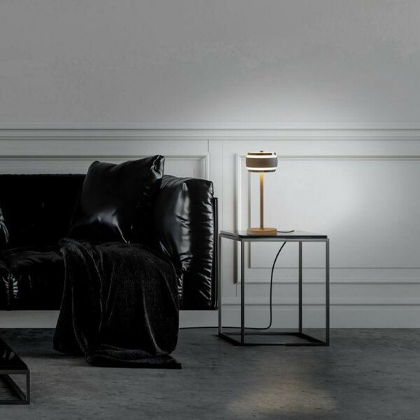 PAUL NEUHAUS LED nabíjecí stolní lampa PURE Falling Rings, bronzová, dotykový stmívač, 2200-5000K