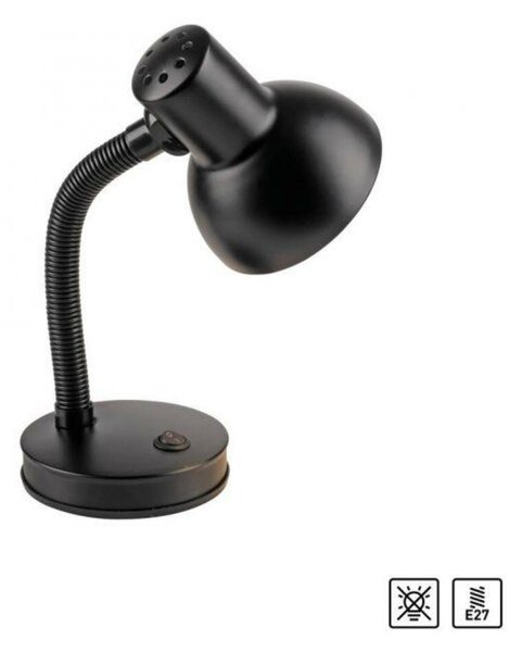JUST LIGHT stolní lampa černá vypínač na psací stůl, na noční stolek